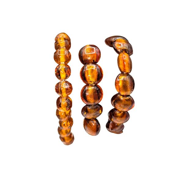 Lot of Three Amber Glass Bead Stretch Bracelets - Picture 7 of 7